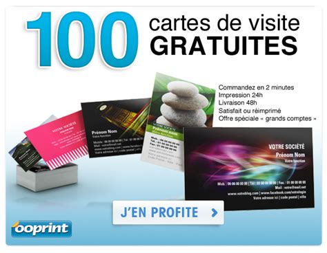 100 cartes de visite gratuites.